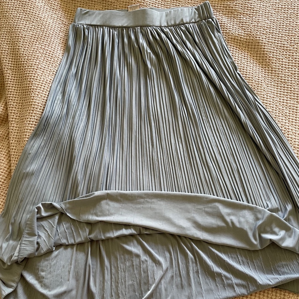 Metro Wear Silver-Gray Pleated Maxi Skirt - Picture 12 of 16